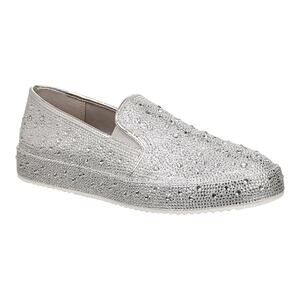 INC Women's Lenna Slip On Embellished Sneakers Silver Size 6